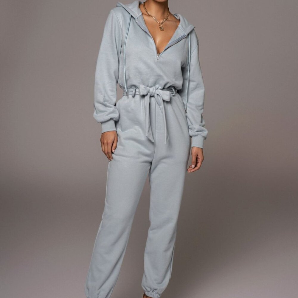 SKY BLUE JOURNEE FLEECE JUMPSUIT